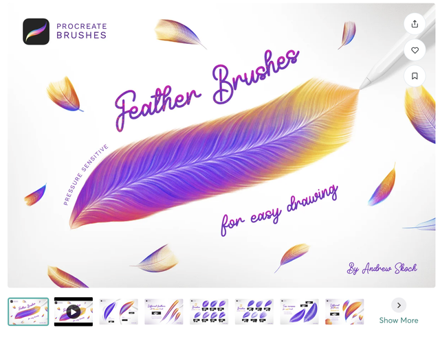 Набор перьев Feathers Procreate Brushes (Andrew Skoch Design)