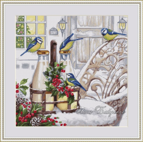 Синички. Схема вышивки крестом (Инна Байденко)