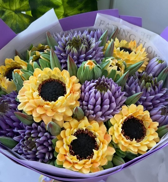 [buket_zefira_rnd] Букет из Подсолнухов и Хризантем (Анна Иванова)