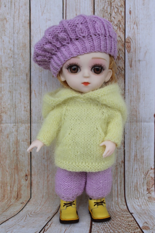 [Любимая кукла] Маленькая фея-сиреневый комплект и кардиган с капюшоном и карманами кенгуру (Марина Кащенкова)