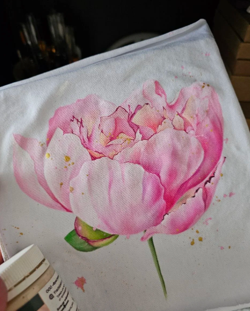 Роспись по ткани. Пионы+протея+лимоны+лев (Даша Лисенкова), фото 1 из 1.