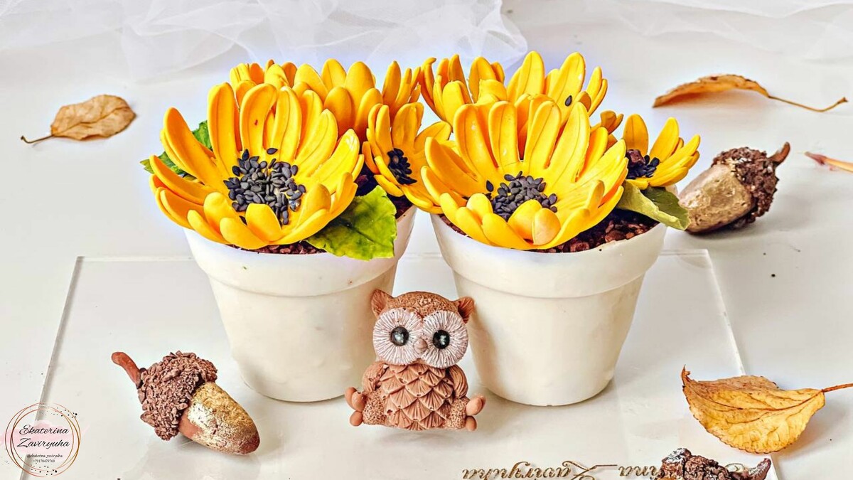 Видеоурок Чизкейк подсолнух (Екатерина Завирюха)