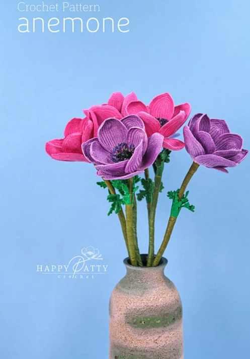 Anemone Flower/Цветок анемоны (HappyPattyCrochet)