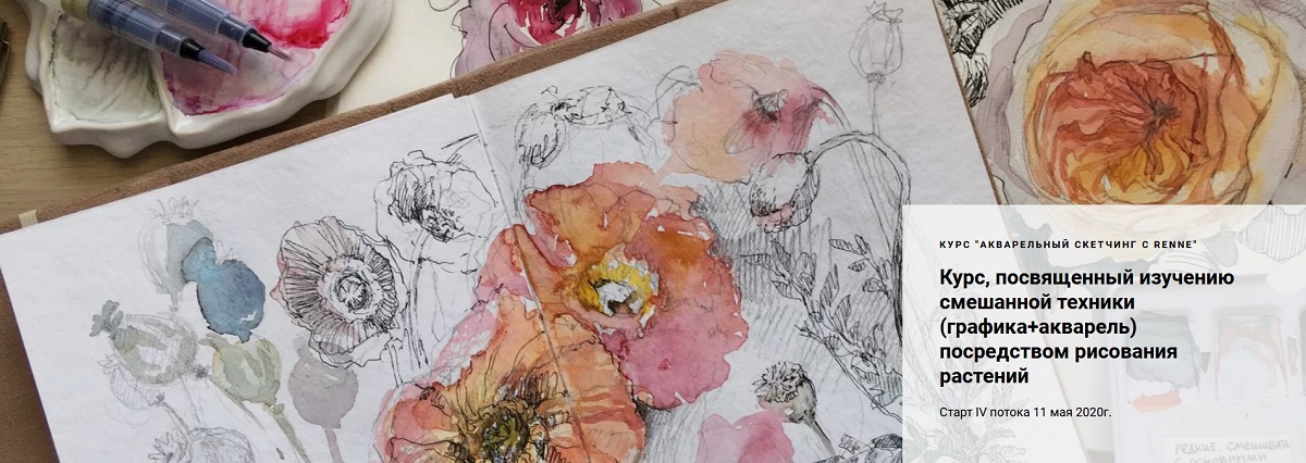 [Renne Studio] Акварельный скетчинг с Renne. Растения. Графика+Акварель. 4 поток (Валерия Пичугина)
