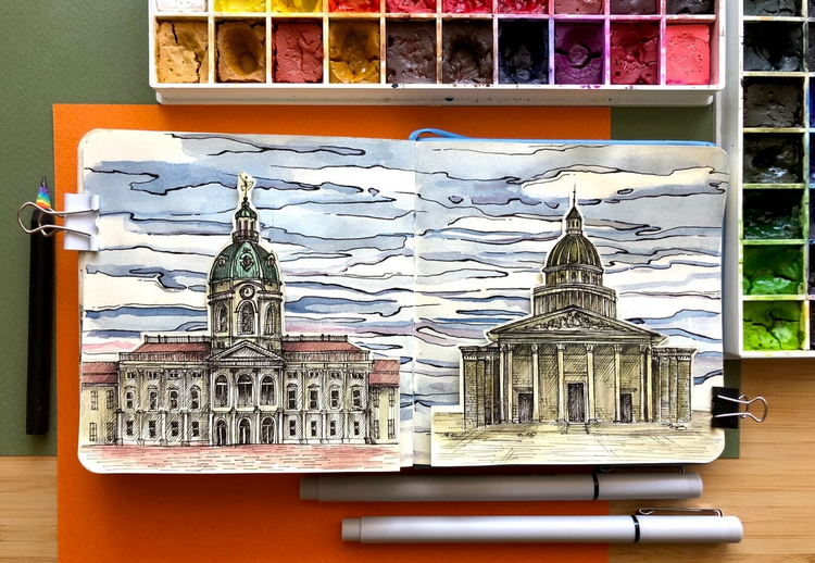 [hurlyburlyschool] Классицизм. 8 блок из курса Первые шаги в историю искусств. Скетчбук (Маша Смоленцева)