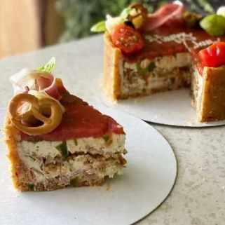 Чизкейк Италия с песто, оливками и томатами (brutal_cakes)