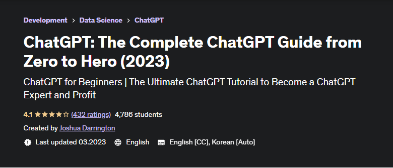 [Udemy] ChatGPT: полное руководство по ChatGPT от нуля до героя (Joshua Darrington), фото 1 из 1.