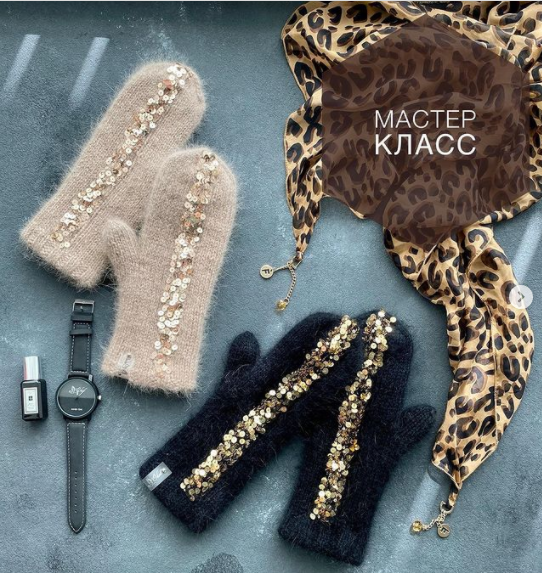 Варежки Гламур ochel и шапка Snowqueen (Ольга Челяпина)@olga_chel_knitting