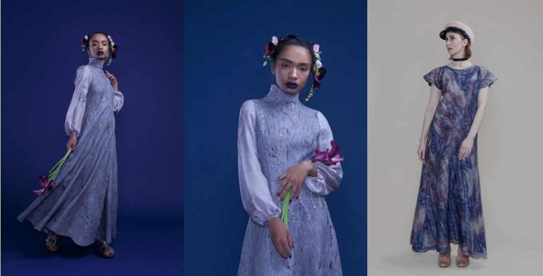 Длинное платье с коротким рукавом в технике нарезки всей раскладки (Алена Селезнева)