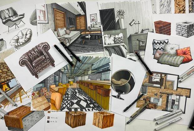 [Художник Online] Интерьерный скетчинг маркерами. Без обратной связи (Дарья Куцаева)