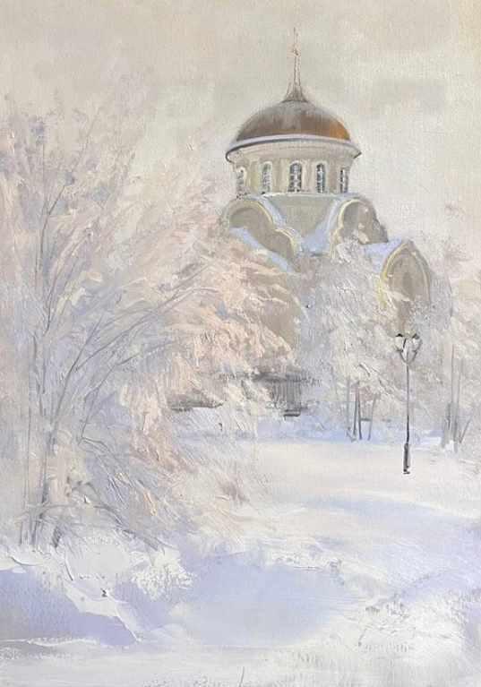Белое на белом. Зимний пейзаж с храмом (Анна Маратканова)