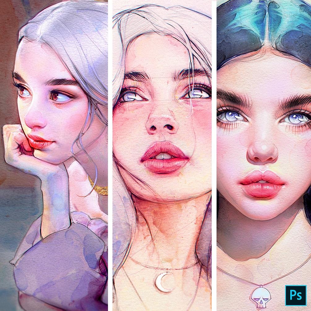 [Gumroud] Watercolour Brushes with Video Tutorial. Кисти для акварели с видеоуроком (Irakli Nadar)