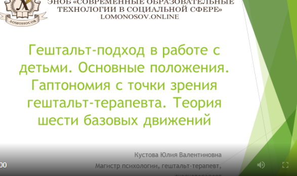 [НИИДПО] Гештальт-подход в работе с детьми. Основные положения. Гаптономия с точки зрения гештальт-терапевта (Юлия Кустова)
