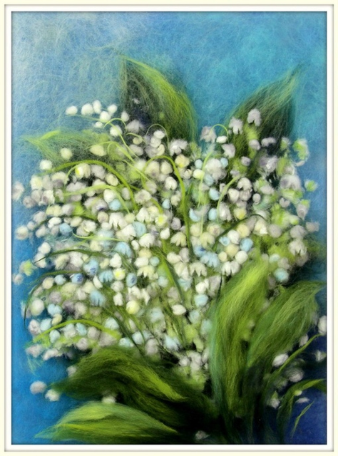 Шерстяная живопись. Лесные Ландыши (Яна Богданова)