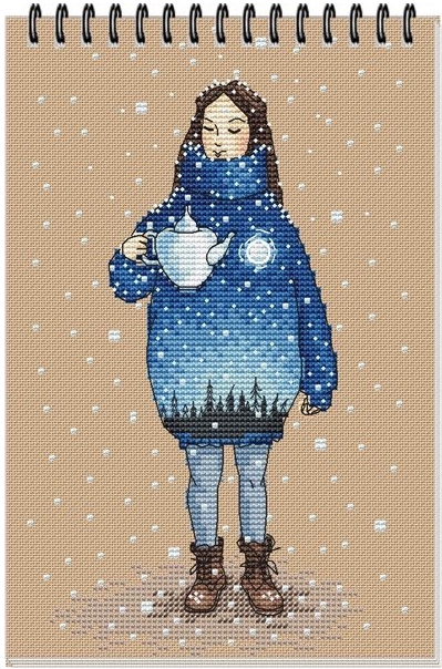 Схема для вышивки крестиком Девочка с полной луной на сердце (Екатерина Гафенко, Мила Вождь)
