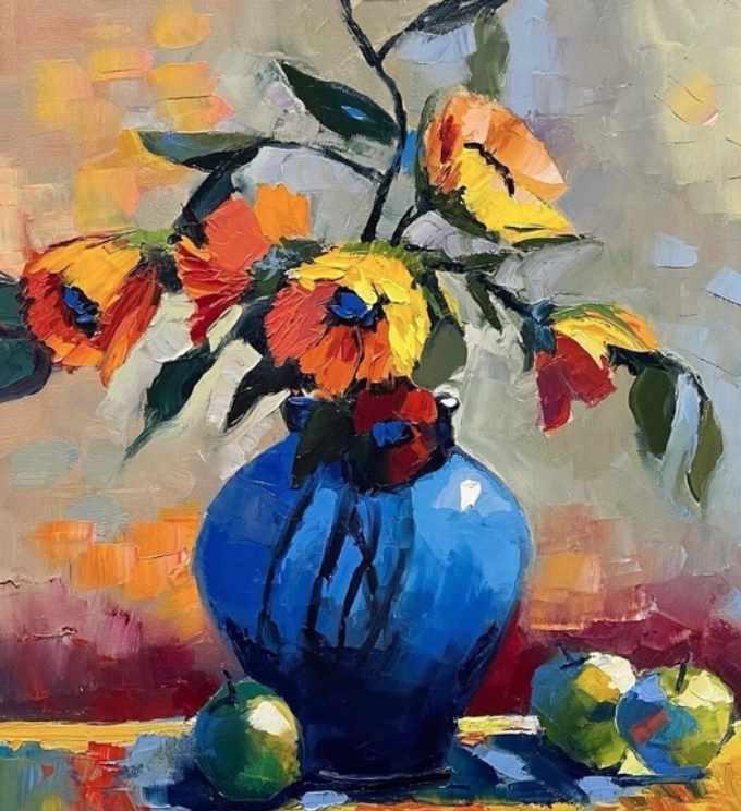 Подсолнухи с яблочками в стиле Триши Адамс (Фания Сахарова)