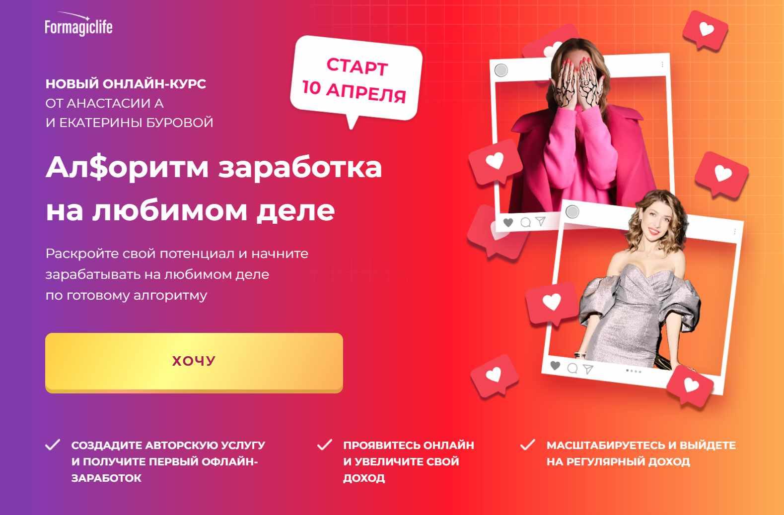 Ал$оритм заработка на любимом деле. Тариф Только офлайн (Анастасия Анисимова, Екатерина Бурова)