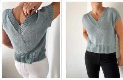 [vjazhi.ru] Топ с V вырезом, вязаный спицами сверху Suri V Neck (Caidree)