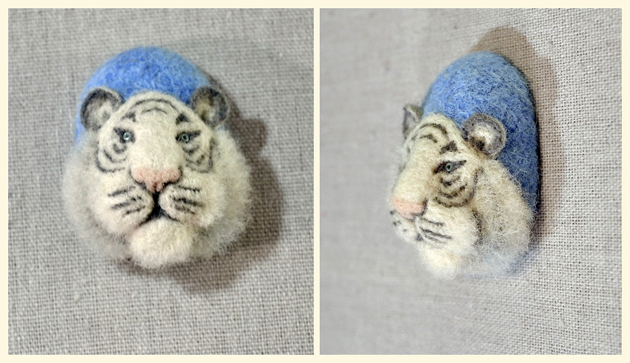 Миниатюрный объемный (барельеф) портрет тигра в реалистичном стиле (Ольга Караченцева)