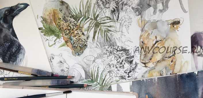 [Renne Studio] Акварельный скетчинг с Renne. Животные Самостоятельное прохождение