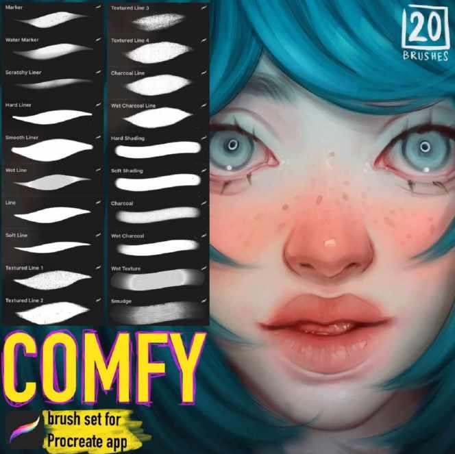 Портретные кисти для Procreate / Comfy brushes for Procreate app by @bluesssatan (Юлия Разумова)