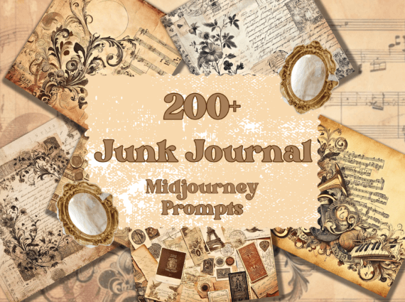 [Creativefabrica] 220+ Junk Journal Midjourney Prompts PNG
