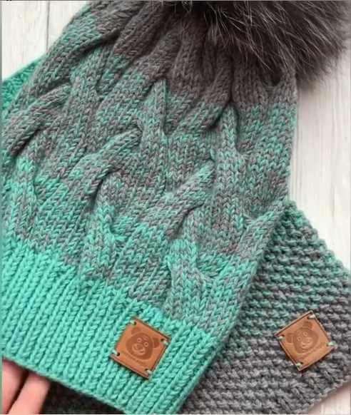 шапка с косами Градиент (modnoe.teplo)