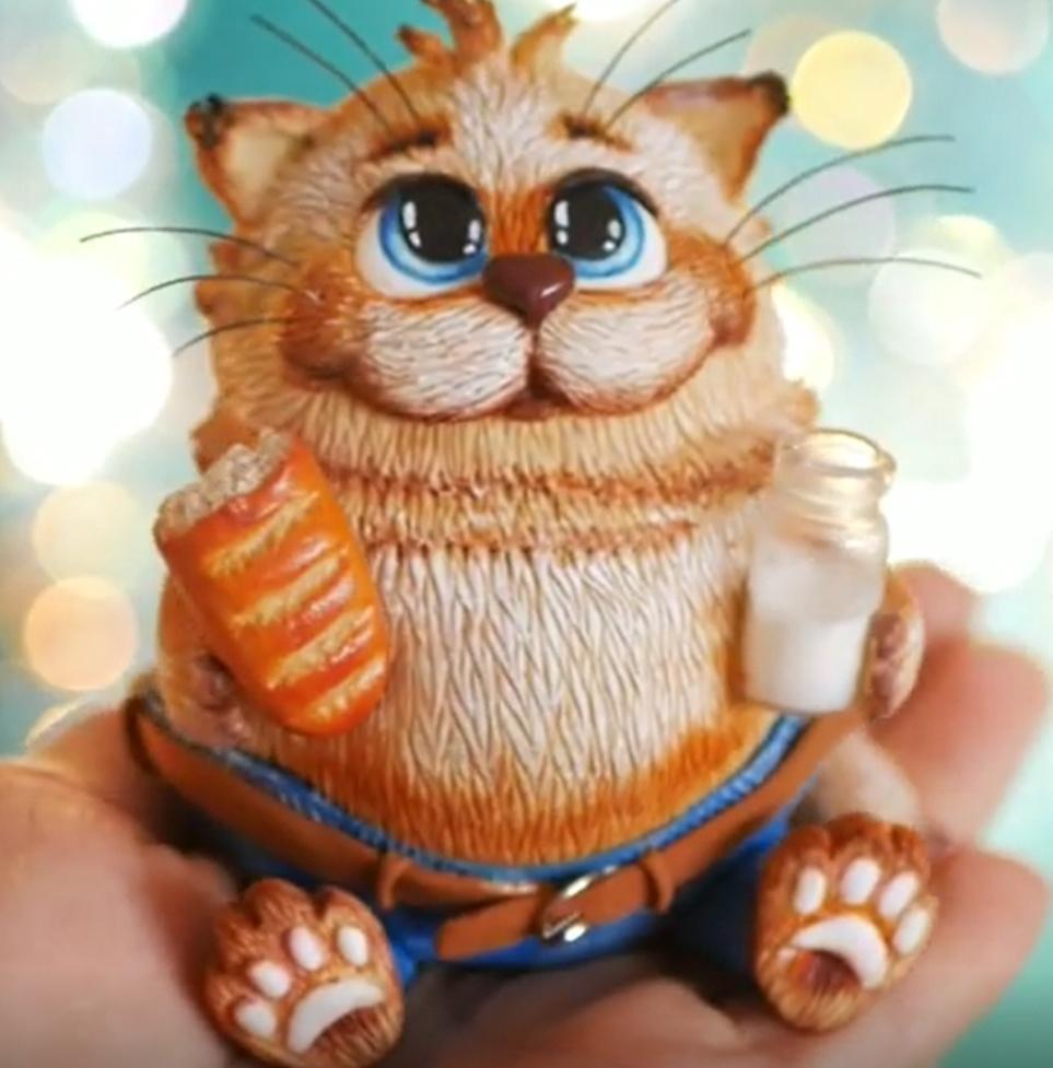 Кот из полимерной глины + мк по рисованию котиков (Анастасия Астафьева), фото 1 из 1.