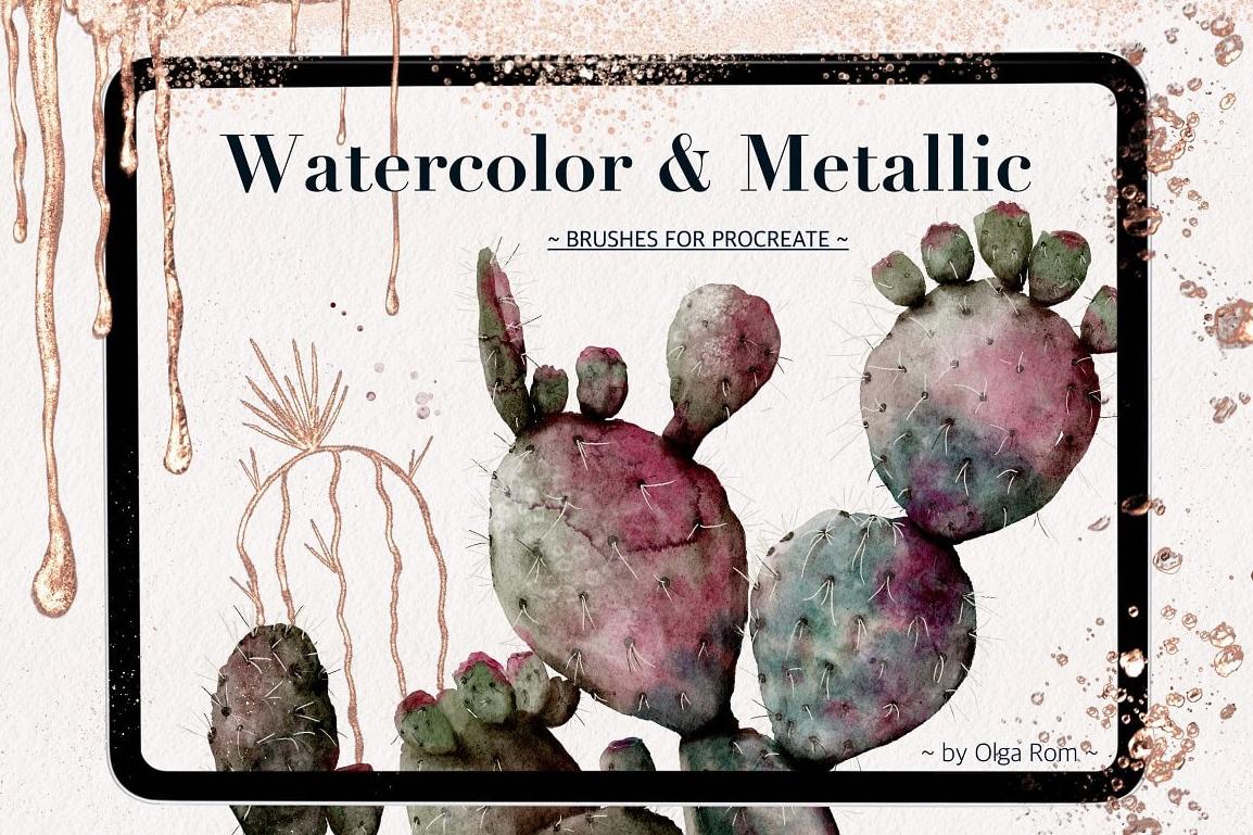 Акварельные и металлические кисти для procreate (Olga Rom)