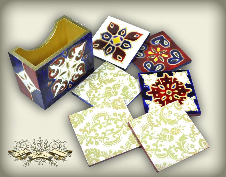 МК по имитации керамической плитки без лепных материалов. Имитация росписи "Майолика" (Альбина Алферова)