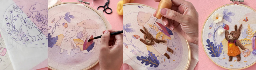 [Domestika] Текстильная иллюстрация с акрилом, шерстью и вышивкой (Juanamatu)