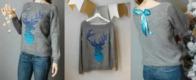 Пуловер Ледяной олень (lora.nord.knit, Лариса Козельская)