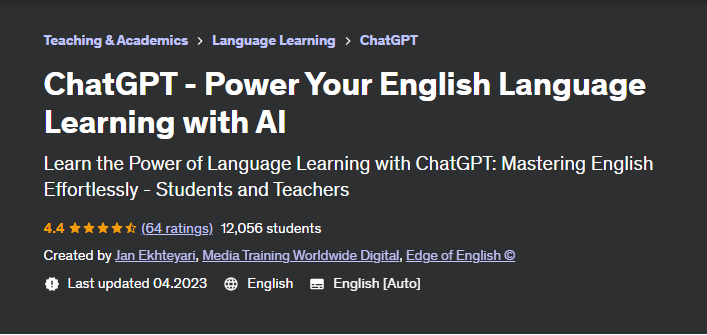 [Udemy] ChatGPT — улучшите изучение английского языка с помощью ИИ (Jan Ekhteyari)