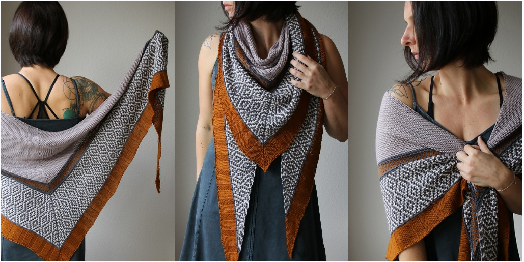 [Вяжи.ру] Шаль ленивым жаккардом Zimtstern