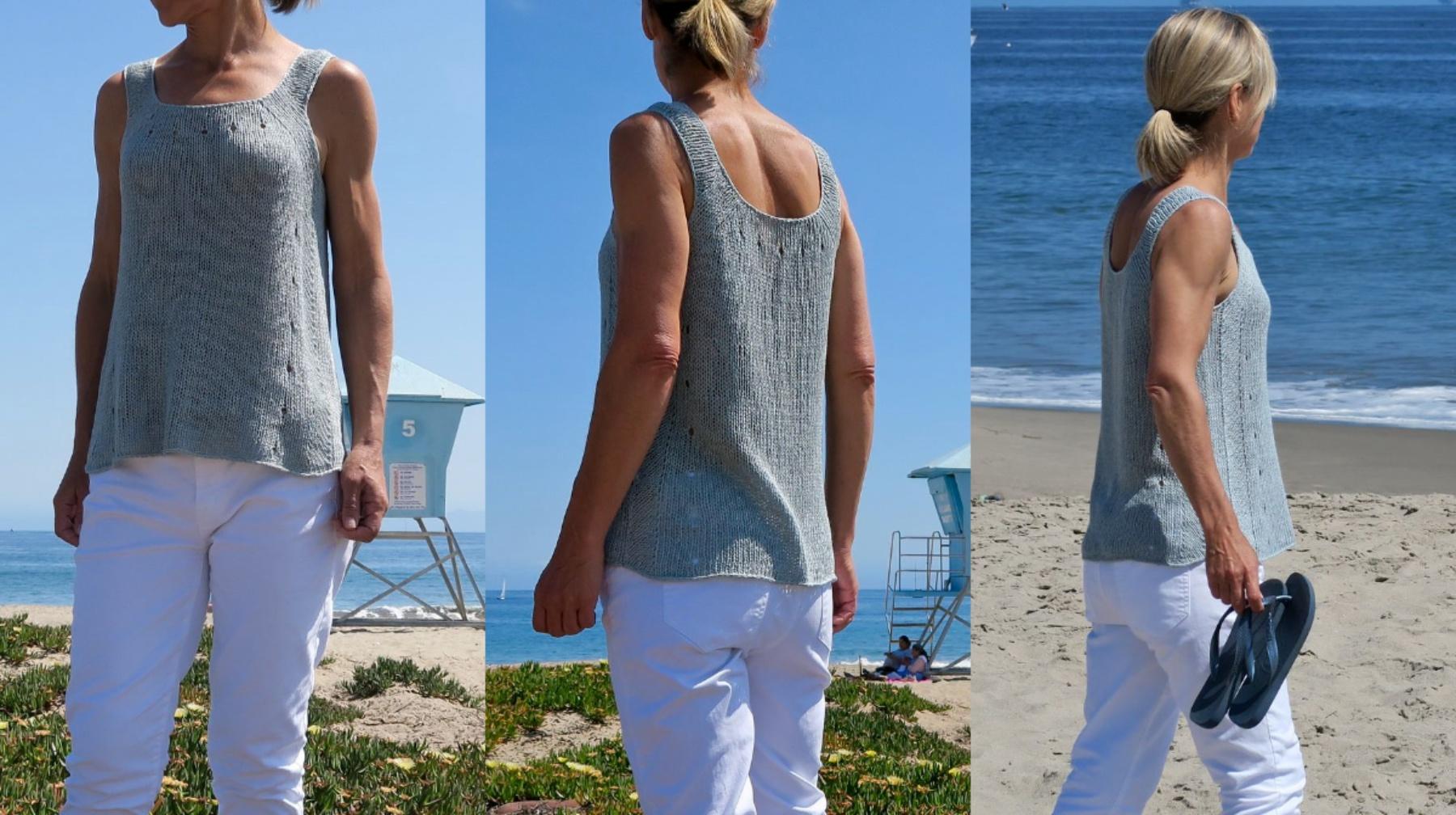 Женская летняя майка Big Wave вязанием спицами сверху вниз без швов (Heidi Kirrmaier), фото 1 из 1.