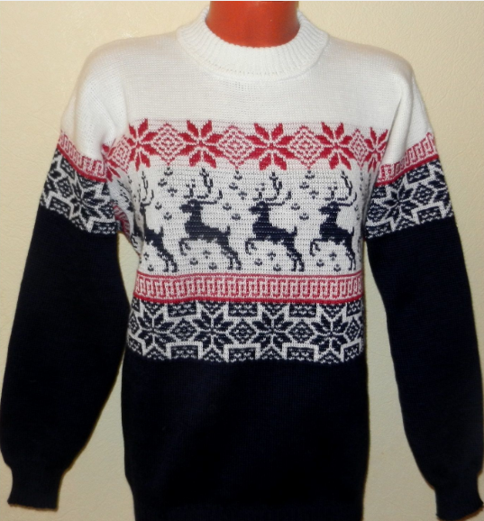 Свитер с оленями на двухфонтурной машине (SweaterOK)