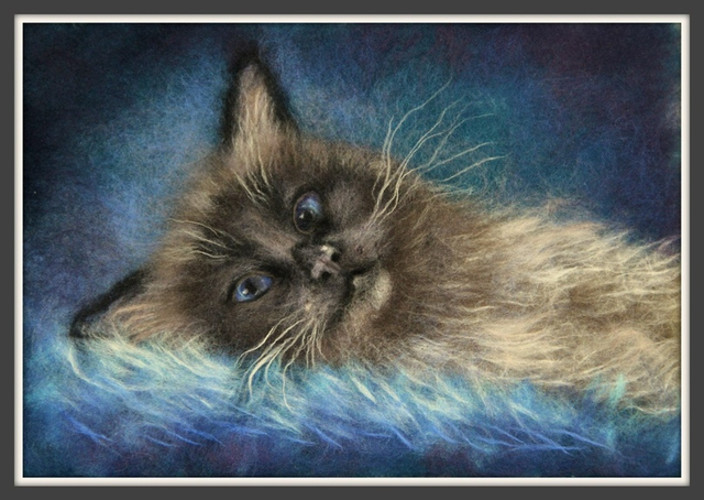 Шерстяная живопись. Котик реалистичный (Яна Богданова)