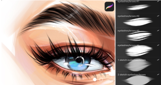 Кисти для Procreate: Ресницы и кожа. 6 eyelashes and skin brushes for Procreate (Екатерина Михайлова), фото 1 из 1.