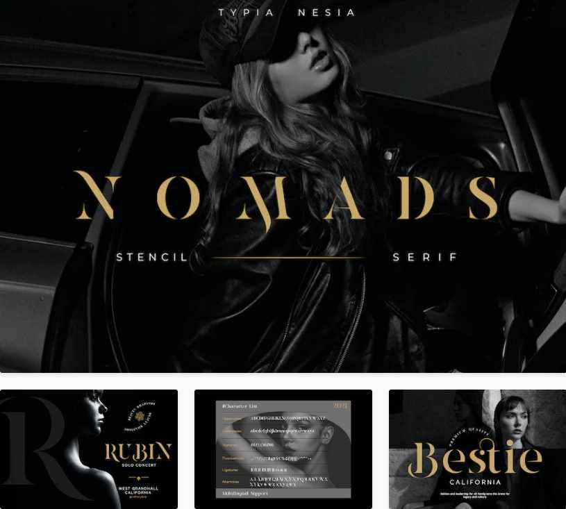 [Envato Market] Nomads - Стильный и гламурный трафарет с засечками. Шрифт