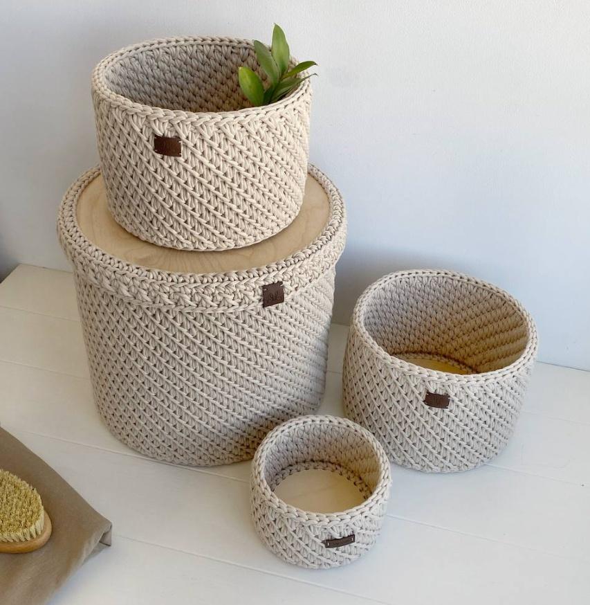 Круглая корзина с крышкой (Мария Могильниченко)