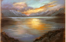 Пастель. Алкогольный подмалевок. Горное Озеро (Наталья Смиссен)