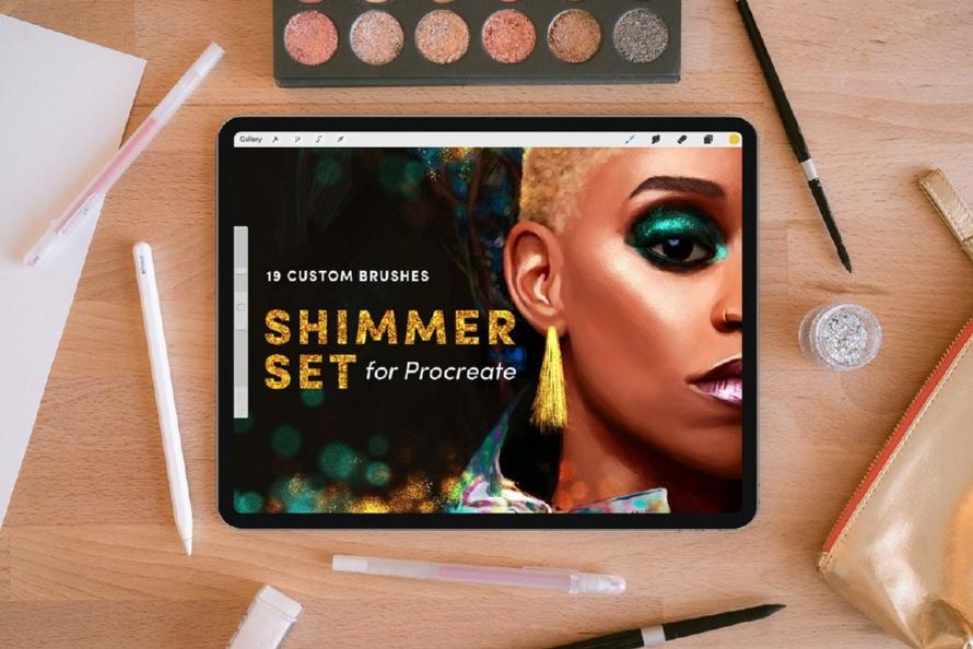 Мерцающие кисти для Procreate + палитра / Shimmer Set Procreate Brushes (Sadie Lew)