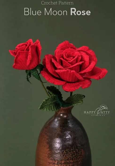 Blue Moon Rose/Голубая лунная роза (HappyPattyCrochet)