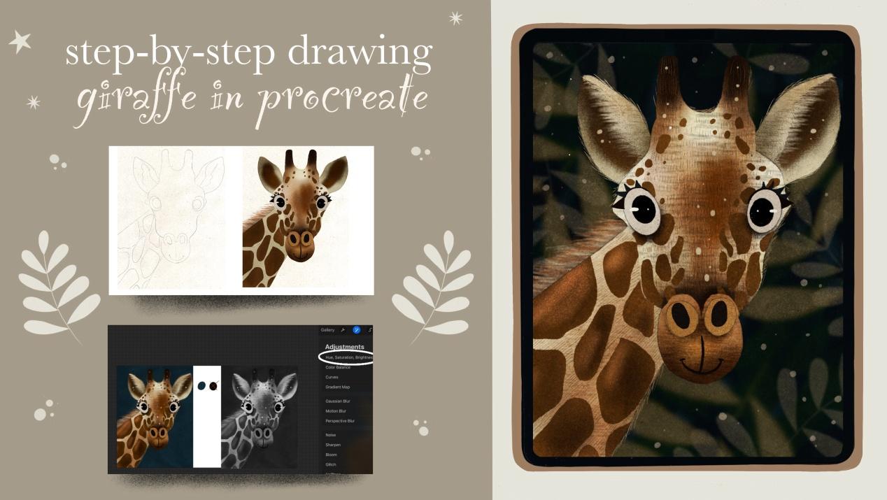 [nelli_suneli] Пошаговое руководство по рисованию. Жираф в Procreate (Нелли Санейл)