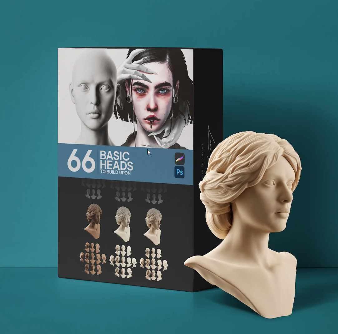 [gumroad] Коллекция базовых изображений головы для портретных рисунков / Basic heads to build upon for Procreate & Photoshop (Laura H. Rubin)