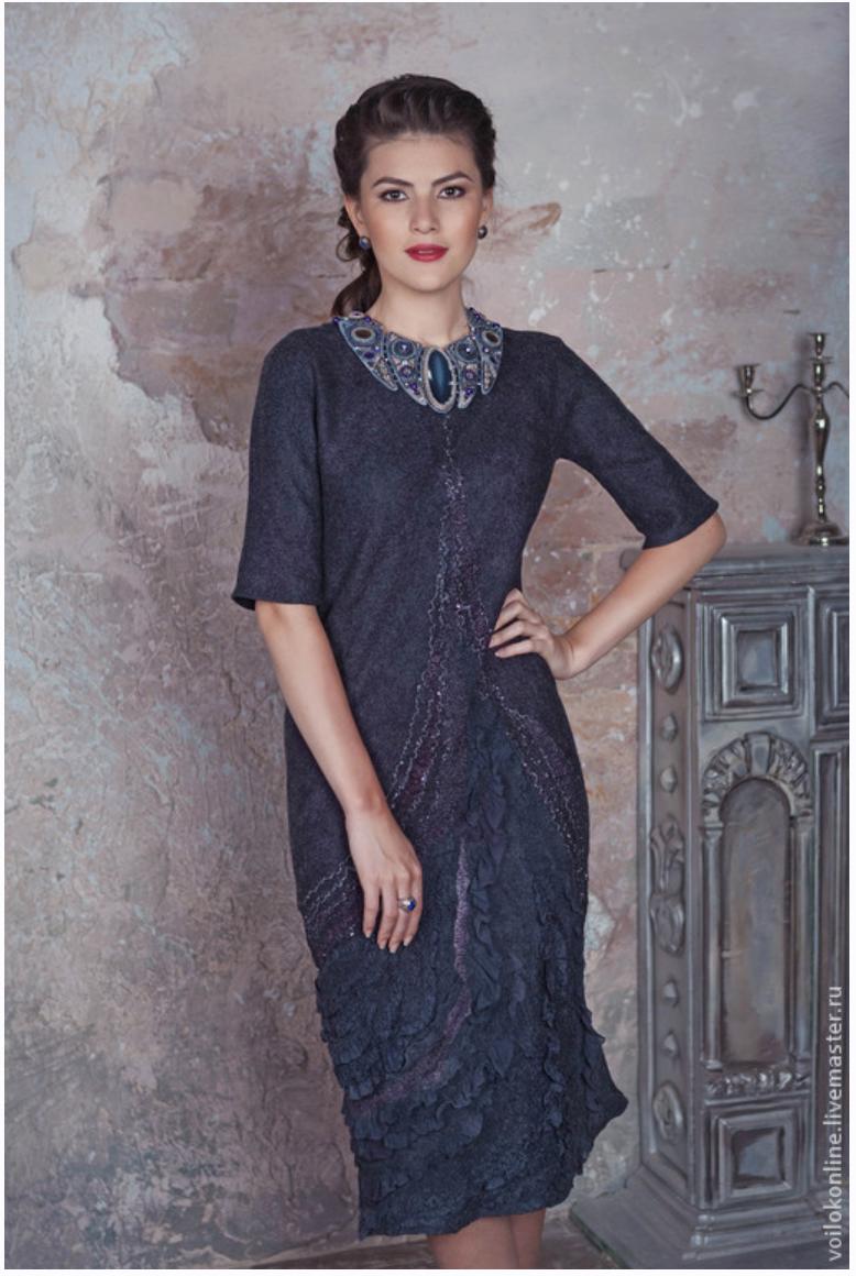 Нарядное платье в технике мокрого валяния (Юлия Хабарова)