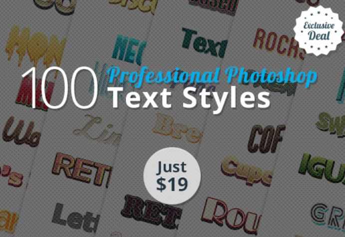 [inkydeals] 100 готовых стилей оформления текста photoshop