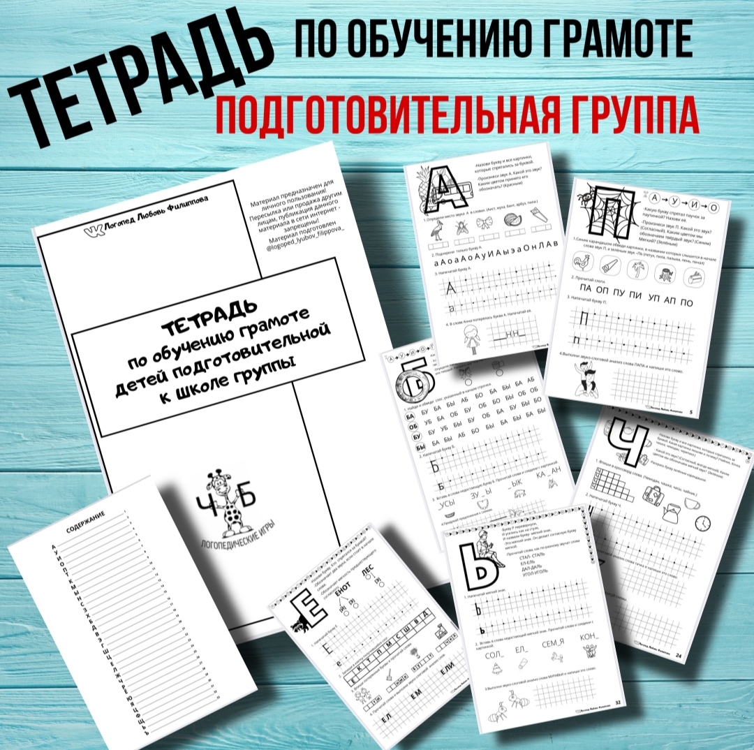 Тетрадь по обучению грамоте детей подготовительной к школе группы (Любовь Филлипова)