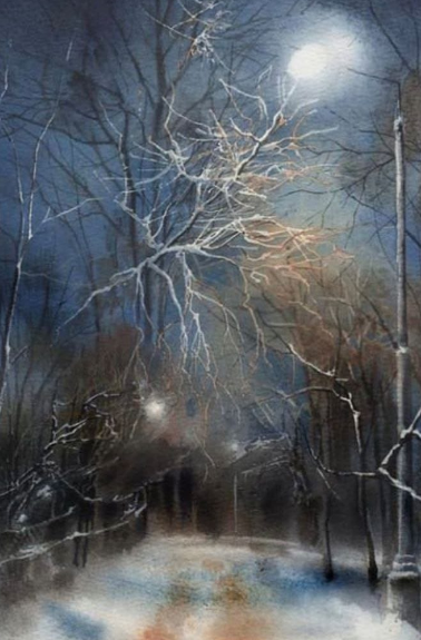 [enterclass] Зимний вечер. Акварельный мастер класс (Анастасия Беседина)