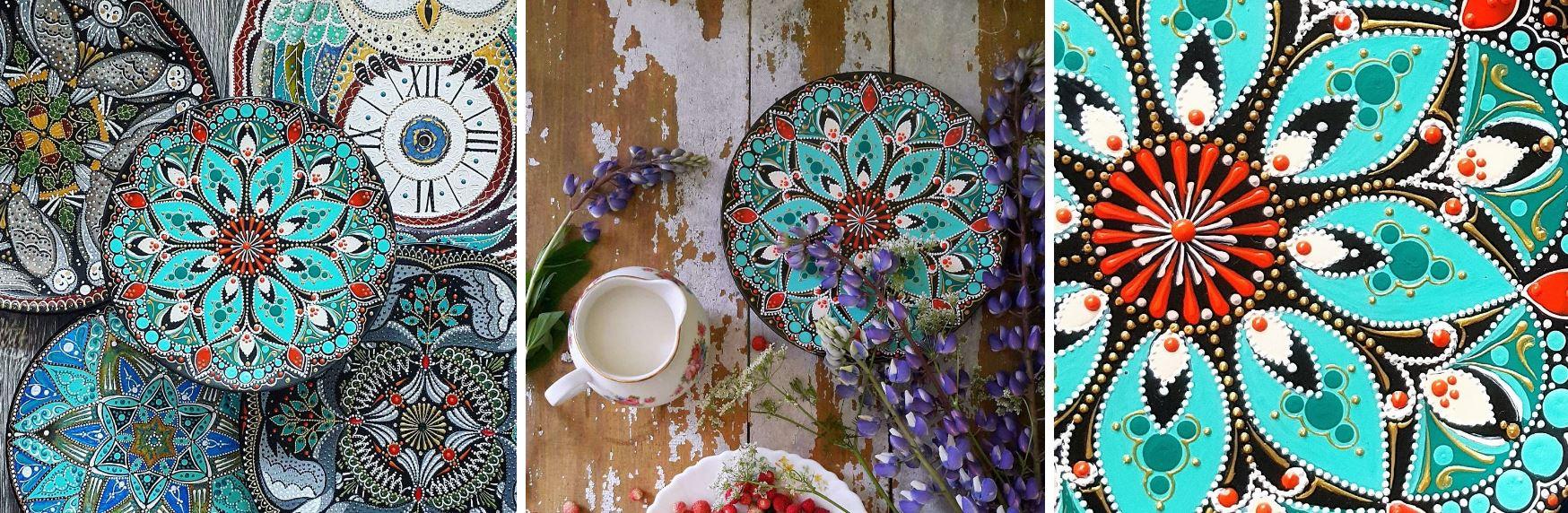 Роспись декоративной тарелки с орнаментом "Свободная мандала". Тариф базовый (Анастасия Стефанович)